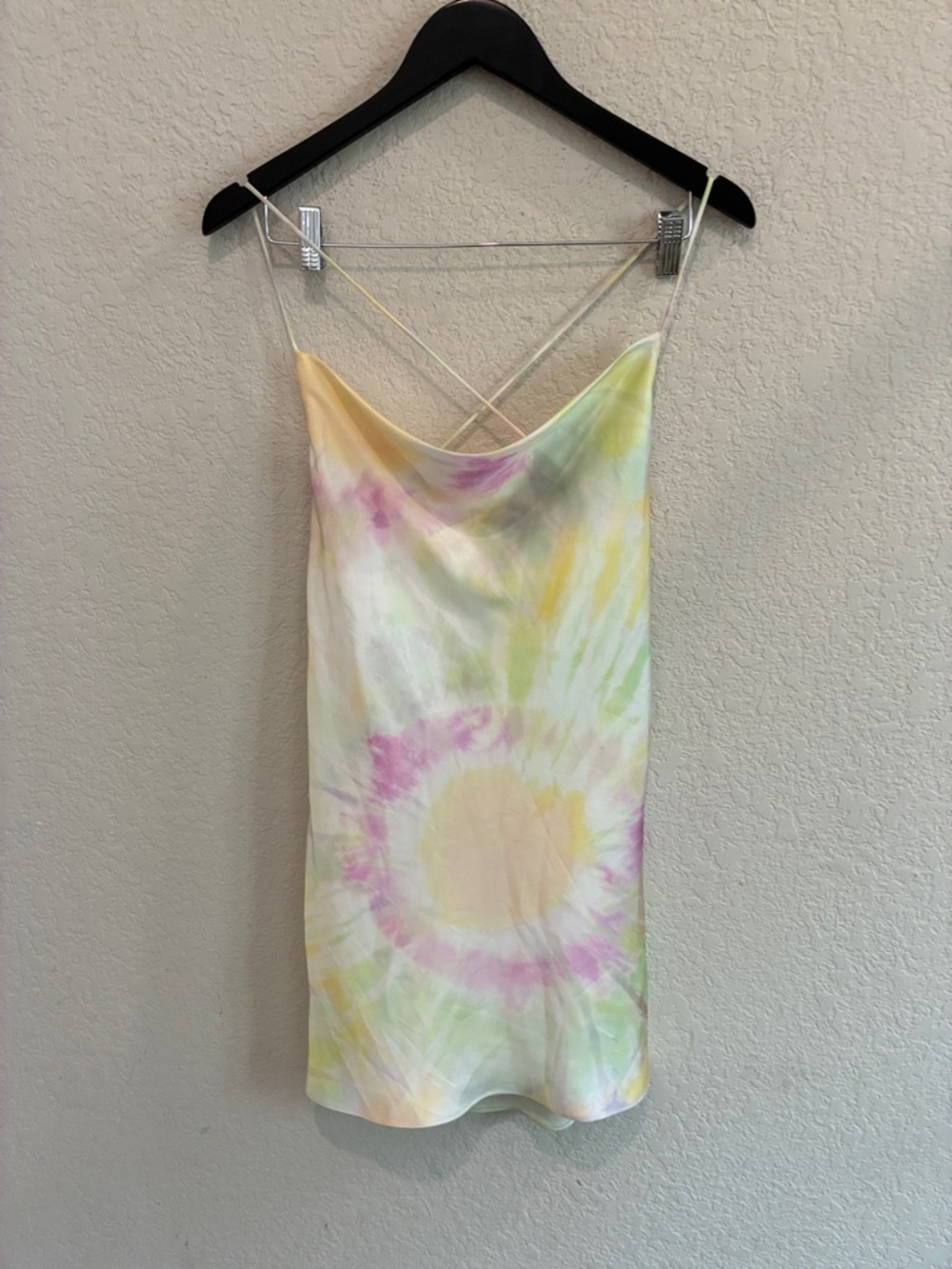 Zara Pastel Tie-Dye Mini Dress in Yellow, Pink, Green